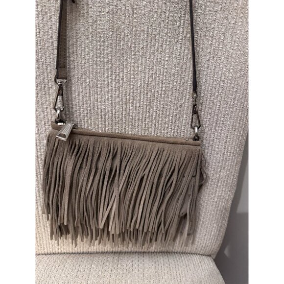 Rebecca Minkoff Taupe Suede Finn Crossbody Handbag Bag Purse - Picture 6 of 12